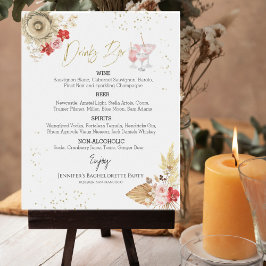 Trouwjumpsuit Boho Cocktail Vergulde Drankjes Menu Poster