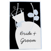 Trouwjurk Blauw Bruid & bruidegom zwart pastel med Medium Cadeauzakje (Voorkant)