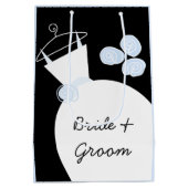 Trouwjurk Blauw Bruid & bruidegom zwart pastel med Medium Cadeauzakje (Achterkant)