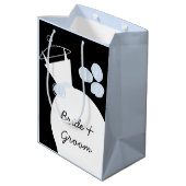 Trouwjurk Blauw Bruid & bruidegom zwart pastel med Medium Cadeauzakje (Achterkant Gekanteld)