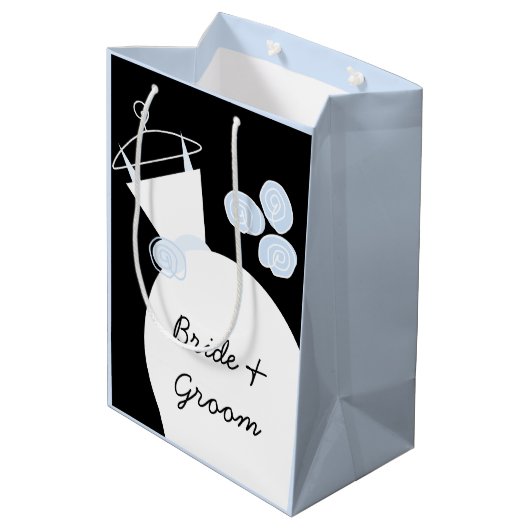 Trouwjurk Blauw Bruid & bruidegom zwart pastel med Medium Cadeauzakje (Achterkant Gekanteld)