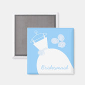 Trouwjurk Blauw 'Bruidsmeisje' Magneet (Voorkant / Achterkant)