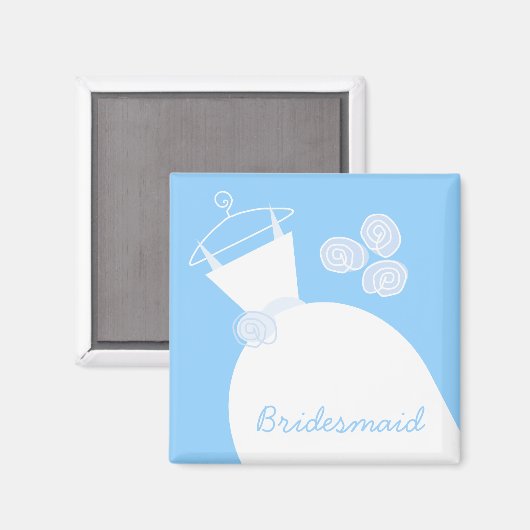 Trouwjurk Blauw 'Bruidsmeisje' Magneet (Voorkant / Achterkant)