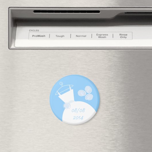 Trouwjurk Blauw 'Datum' koelkastmagneet Magneet (Insitu (Vaatwasser))