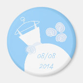 Trouwjurk Blauw 'Datum' koelkastmagneet Magneet (Voorkant)