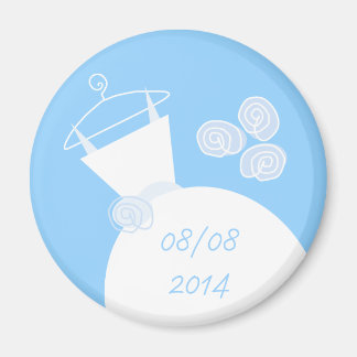 Trouwjurk Blauw 'Datum' koelkastmagneet Magneet