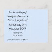 Trouwjurk Blauw Save the Date zwart horizontaal Aankondigingskaart (Achterkant)