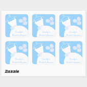 Trouwjurk Blauw 'Vrijgezellenfeest' sticker vierka (Vel)