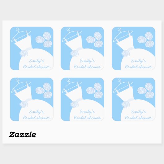 Trouwjurk Blauw 'Vrijgezellenfeest' sticker vierka (Vel)