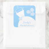 Trouwjurk Blauw 'Vrijgezellenfeest' sticker vierka (Tas)