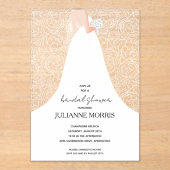 Trouwjurk Bloemige Bruidsdouche Acryl Uitnodigingen (Voorkant)