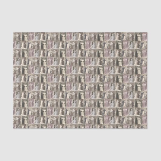 Trouwjurk Bruid en Bruidegom Collage Vintage Tissuepapier (Voorkant)