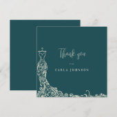 Trouwjurk bruidsmeisjesfeest bloemendesign bedankkaart (Voorkant / Achterkant)