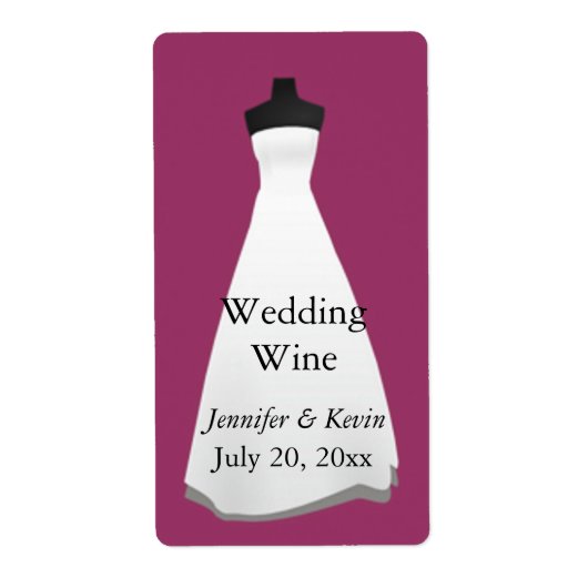Trouwjurk Bruiloft Mini Wijn Label (Voorkant)