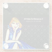 Trouwjurk Donker Koningsblauwe Cocktailjurk Zwart  Glazen Onderzetter (Achterkant)