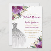 Trouwjurk Glitter Amethyst Vrijgezellenfeest Kaart (Voorkant)