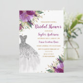 Trouwjurk Glitter Amethyst Vrijgezellenfeest Kaart (Staand voorkant)