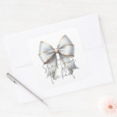 Trouwjurk Gouden Witte Strik Bruidsfeest Vierkante Sticker (Envelop)