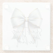 Trouwjurk Gouden Witte Strik Bruidsmeisjesfeest Glazen Onderzetter (Achterkant)