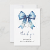 Trouwjurk iets blauw lint bruidsmeisjesfeest bedankkaart (Voorkant)