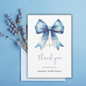 Trouwjurk iets blauw lint bruidsmeisjesfeest bedankkaart