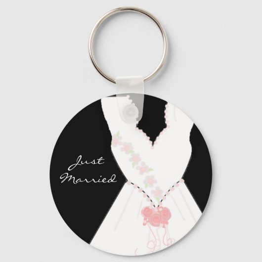 Trouwjurk 'Just Married' Sleutelhanger (Voorkant)