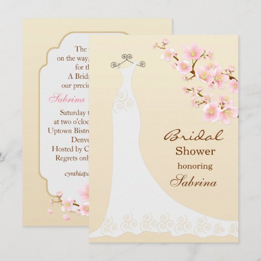 Trouwjurk, kersenbloesem Vrijgezellenfeest Kaart (Voorkant / Achterkant)