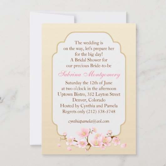 Trouwjurk, kersenbloesem Vrijgezellenfeest Kaart (Achterkant)