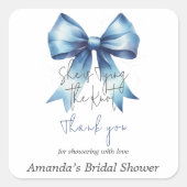 Trouwjurk Knoop Something Blue Boog Bruidsmeisjesf Vierkante Sticker (Voorkant)