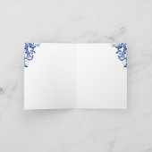 Trouwjurk, kroonluchter op koninklijk blauw Dank j Bedankkaart (Binnen)