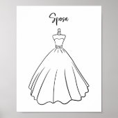 Trouwjurk Kunst van Whimsical Italiaanse Bruid Poster (Voorkant)