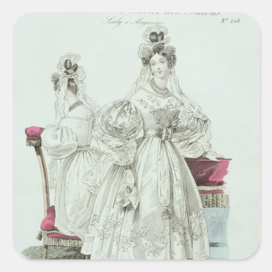 Trouwjurk, 'Le Follet Courrier Salons Vierkante Sticker (Voorkant)