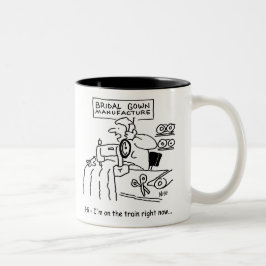Trouwjurk Maker is "In de Trein" Tweekleurige Koffiemok