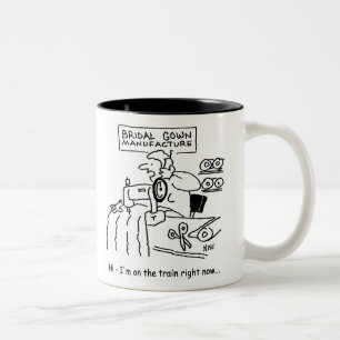 Trouwjurk Maker is "In de Trein" Tweekleurige Koffiemok