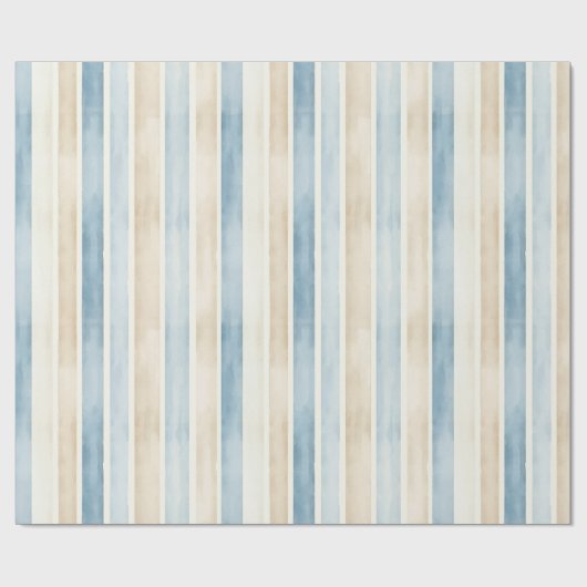 Trouwjurk met blauwe en crèmekleurige strepen cadeaupapier (Vlak)