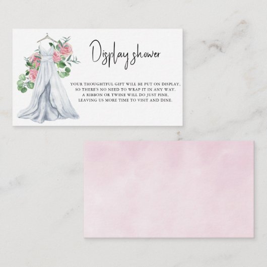 Trouwjurk met bloemen - Bruiloftsshower uitstallin Informatiekaartje (Voorkant / Achterkant)