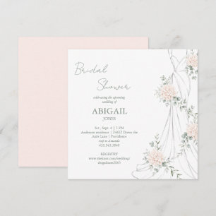 Trouwjurk met blozende bloemen vierkante bruidsfee