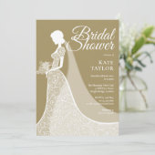 Trouwjurk met Gouden en Witte Kant Bruidsmeisjesto Kaart (Staand voorkant)