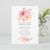 Trouwjurk met Pastel Roze Bloemen en Kant Kaart (Staand voorkant)