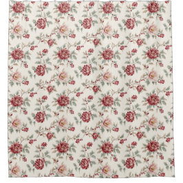 Trouwjurk met Rode Crème Bloemen Pretty Chic Douchegordijn