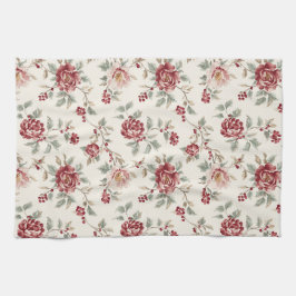 Trouwjurk met Rode Crème Bloemen Pretty Chic Theedoek