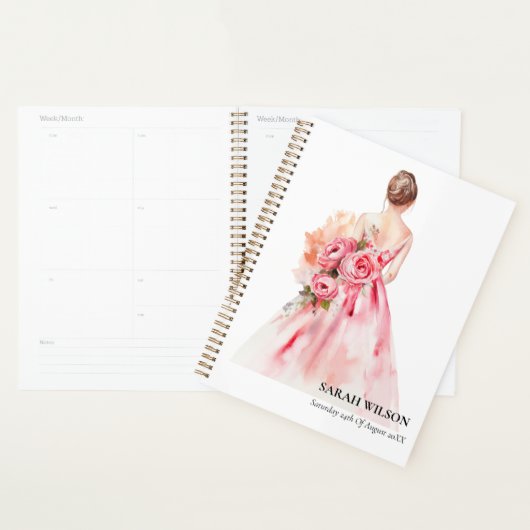 Trouwjurk met waterverfprint Bruidsdouche Planner (Display)