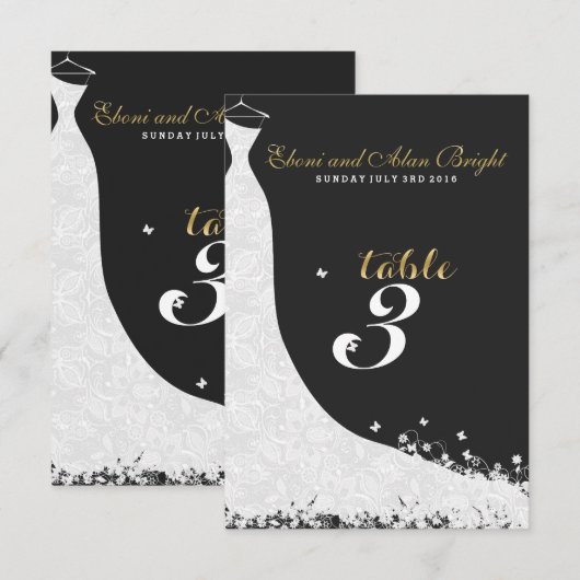 Trouwjurk met witte kant Tafel 3 Kaart (Voorkant / Achterkant)