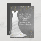 Trouwjurk Modern Glam & Heart Confetti Bridal Uitnodiging Briefkaart (Voorkant / Achterkant)