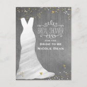 Trouwjurk Modern Glam & Heart Confetti Bridal Uitnodiging Briefkaart (Voorkant)