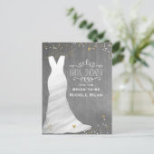 Trouwjurk Modern Glam & Heart Confetti Bridal Uitnodiging Briefkaart (Staand voorkant)