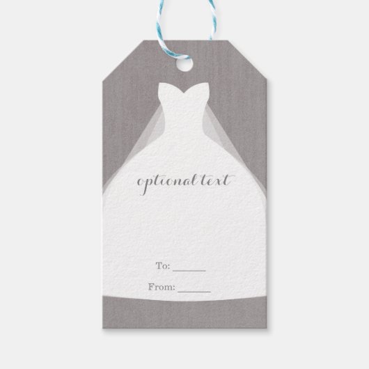Trouwjurk Moderne Glamour Bruidsdouche Grijs Cadeaulabel (Voorkant)