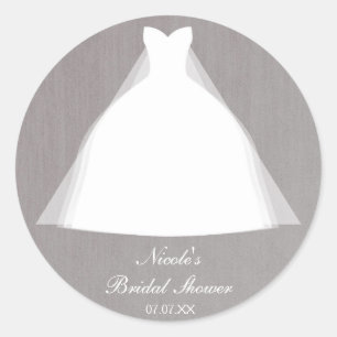 Trouwjurk Moderne Glamour Bruidsdouche Grijs Ronde Sticker