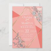 Trouwjurk OnTrend Koraal Bloem Geometrisch Gouden Kaart (Voorkant)