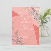 Trouwjurk OnTrend Koraal Bloem Geometrisch Gouden Kaart (Staand voorkant)